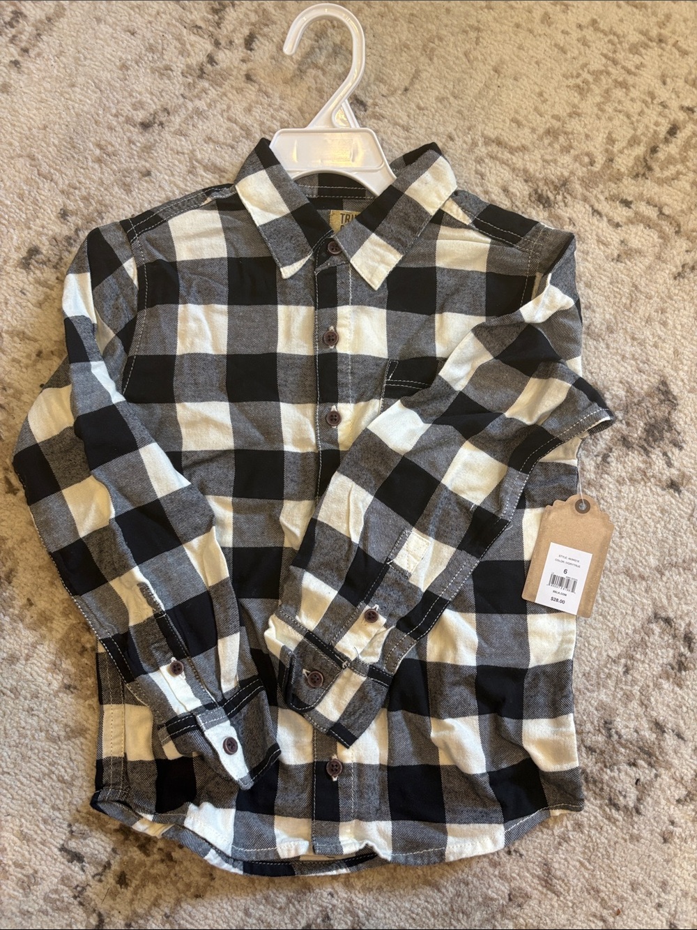 Boys True Craft Black & White Buffalo Plaid Button-Down Shirt